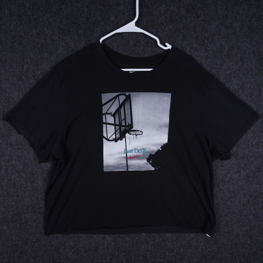 Nike Dri-FIT Basketball Graphic T-Shirt Men XXL Black Good Cropped Raw Hem